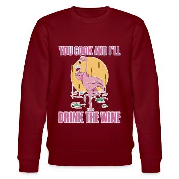 You Cook And I'll Drink The Wine 2 - Stanley/Stella CHANGER Unisex Organic Sweatshirt - burgundy - Front - Nik (191cm) & Marisol (170cm)