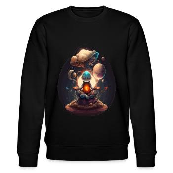 Alien Buddha Spirit Galaxy Yoga Meditation - Stanley/Stella CHANGER Unisex Organic Sweatshirt - black - Front - Nik (191cm) & Marisol (170cm)