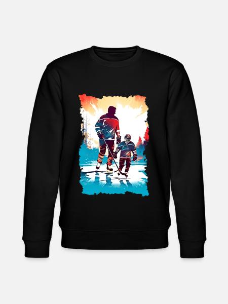 Far og søn Ishockey Fars dag gave - Stanley/Stella økologisk unisex-sweatshirt CHANGER  - sort