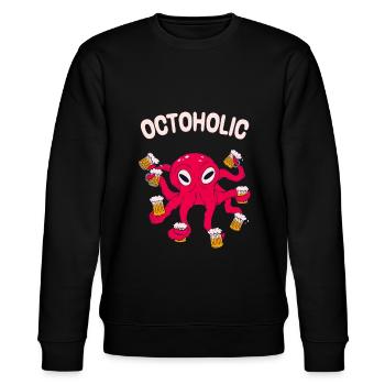 Octoholic Beer Octopus Funny Drinking Octopus Booze - Sweat bio CHANGER Stanley/Stella Unisexe - noir - Devant - Nik (191cm) & Marisol (170cm)