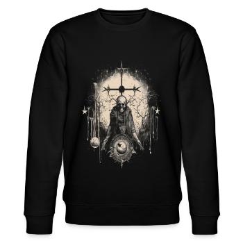 Gothic Witchcraft Ritual Darkness Skelett Skull - Stanley/Stella Unisex Bio-Sweatshirt CHANGER  - Schwarz - Vorne - Nik (191cm) & Marisol (170cm)