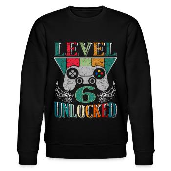 6. Geburtstag 6 Jahre Level 6 unlocked Geschenk - Stanley/Stella Unisex Bio-Sweatshirt CHANGER  - Schwarz - Vorne - Nik (191cm) & Marisol (170cm)