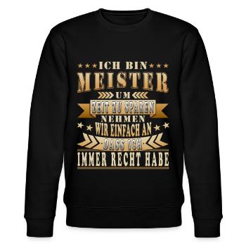 Meister | Lustige Sprüche Meister Geschenk - Stanley/Stella Unisex Bio-Sweatshirt CHANGER  - Schwarz - Vorne - Nik (191cm) & Marisol (170cm)