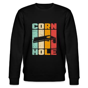 Lustige Cornhole-Spielspieler-Liebhaber - Stanley/Stella Unisex Bio-Sweatshirt CHANGER  - Schwarz - Vorne - Nik (191cm) & Marisol (170cm)
