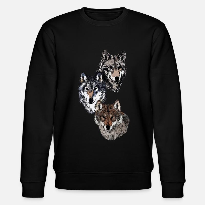 Three abstract wolf heads - Stanley/Stella CHANGER Unisex Organic Sweatshirt - black