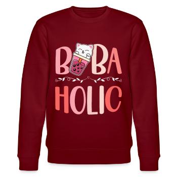 Bobaholic Bubble Tea Lover Boba Tea Drinker - Stanley/Stella CHANGER Unisex Organic Sweatshirt - burgundy - Front - Nik (191cm) & Marisol (170cm)