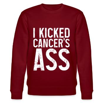 I Kicked Cancer's Ass 3 - Stanley/Stella Unisex Bio-Sweatshirt CHANGER  - Burgunderrot - Vorne - Nik (191cm) & Marisol (170cm)