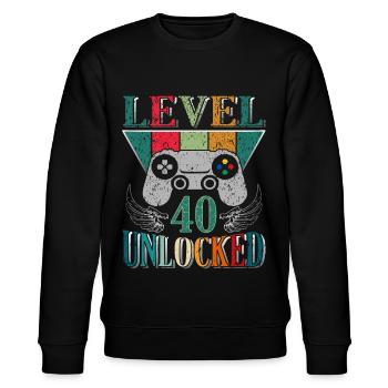 40 Birthday Gamer Niveau 40 Vintage complet - Sweat bio CHANGER Stanley/Stella Unisexe - noir - Devant - Nik (191cm) & Marisol (170cm)