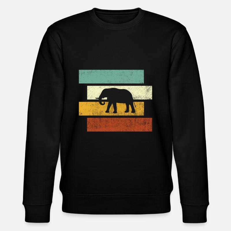 Elefant Retro - Stanley/Stella Unisex Bio-Sweatshirt CHANGER  - Schwarz