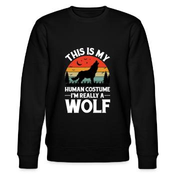Loup Animal Wolves Drôle de Loup - Sweat bio CHANGER Stanley/Stella Unisexe - noir - Devant - Nik (191cm) & Marisol (170cm)