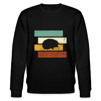 Igel Retro - Stanley/Stella Unisex Bio-Sweatshirt CHANGER  - Schwarz - Vorne - Nik (191cm) & Marisol (170cm)