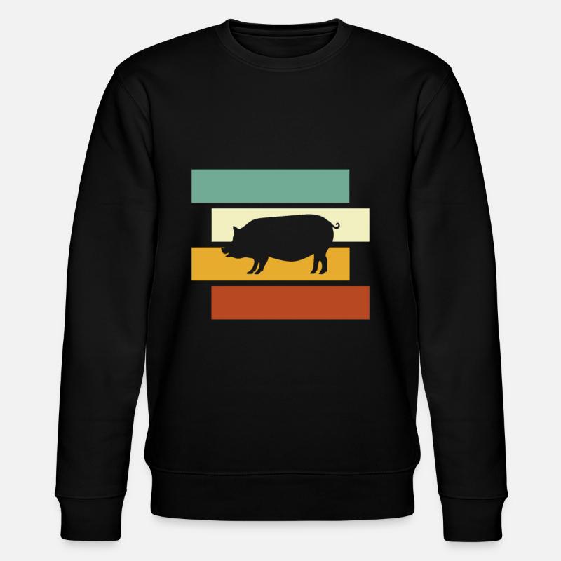 Schwein Retro - Stanley/Stella Unisex Bio-Sweatshirt CHANGER - Schwarz
