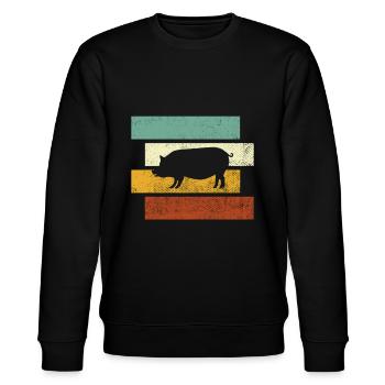 Schwein Retro - Stanley/Stella Unisex Bio-Sweatshirt CHANGER  - Schwarz - Vorne - Nik (191cm) & Marisol (170cm)