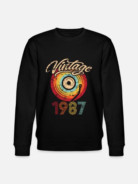 1987 Verjaardag Vinyl Vintage - Stanley/Stella Uniseks bio-sweatshirt CHANGER  - zwart