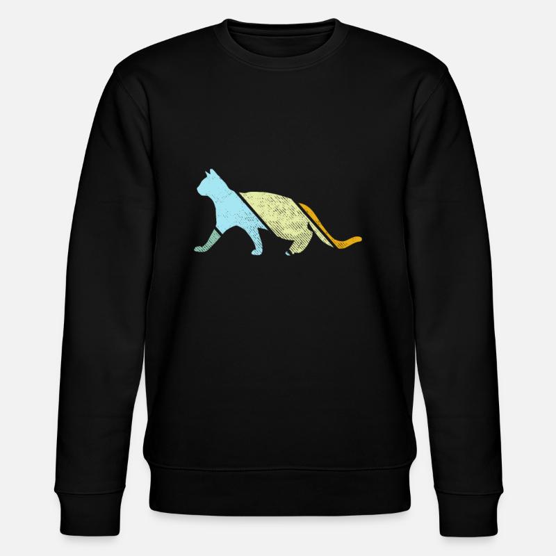 Katze Retro - Stanley/Stella Unisex Bio-Sweatshirt CHANGER  - Schwarz