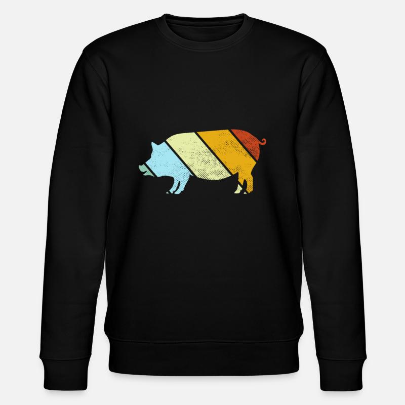 Schwein Retro - Stanley/Stella Unisex Bio-Sweatshirt CHANGER  - Schwarz