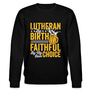 Lutherans by Birth Religion Confirmation - Stanley/Stella CHANGER Unisex Organic Sweatshirt - black - Front - Nik (191cm) & Marisol (170cm)