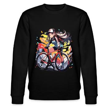 Rennrad Mädchen - Stanley/Stella Unisex Bio-Sweatshirt CHANGER  - Schwarz - Vorne - Nik (191cm) & Marisol (170cm)