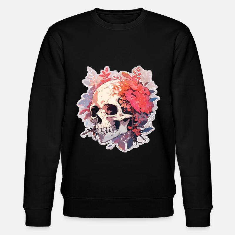 Crâne Crâne Fleurs Crânes - Sweat bio CHANGER Stanley/Stella Unisexe - noir