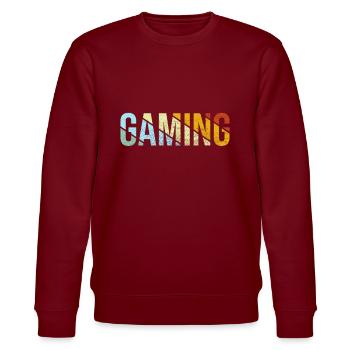Gaming Retro - Stanley/Stella Unisex Bio-Sweatshirt CHANGER  - Burgunderrot - Vorne - Nik (191cm) & Marisol (170cm)