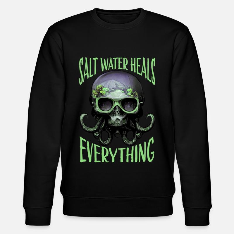 Octopus Skull Octopus Gift - Stanley/Stella CHANGER Unisex Organic Sweatshirt - black