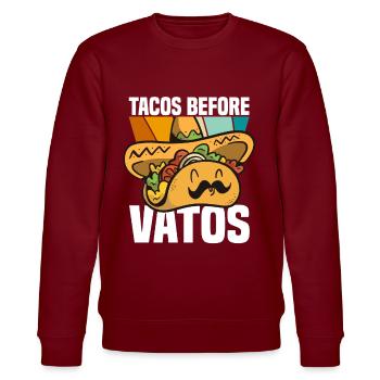 Taco Somberero Mexikanisch Mexiko Latino - Stanley/Stella Unisex Bio-Sweatshirt CHANGER  - Burgunderrot - Vorne - Nik (191cm) & Marisol (170cm)