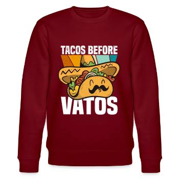 Taco Somberero Mexikanisch Mexiko Latino - Stanley/Stella Unisex Bio-Sweatshirt CHANGER  - Burgunderrot - Vorne - Nik (191cm) & Marisol (170cm)