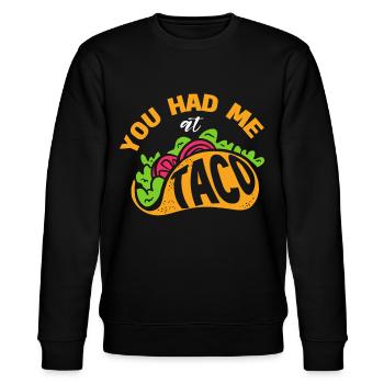 Taco Somberero Mexikanisch Mexiko Latino - Stanley/Stella Unisex Bio-Sweatshirt CHANGER  - Schwarz - Vorne - Nik (191cm) & Marisol (170cm)