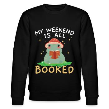 Das Buch war besser Lesen Bücher Buch Lesen - Stanley/Stella Unisex Bio-Sweatshirt CHANGER  - Schwarz - Vorne - Nik (191cm) & Marisol (170cm)