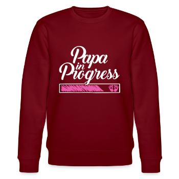 Pregnancy 2023 - Daddy Work in progress - - Stanley/Stella CHANGER Unisex Organic Sweatshirt - burgundy - Front - Nik (191cm) & Marisol (170cm)
