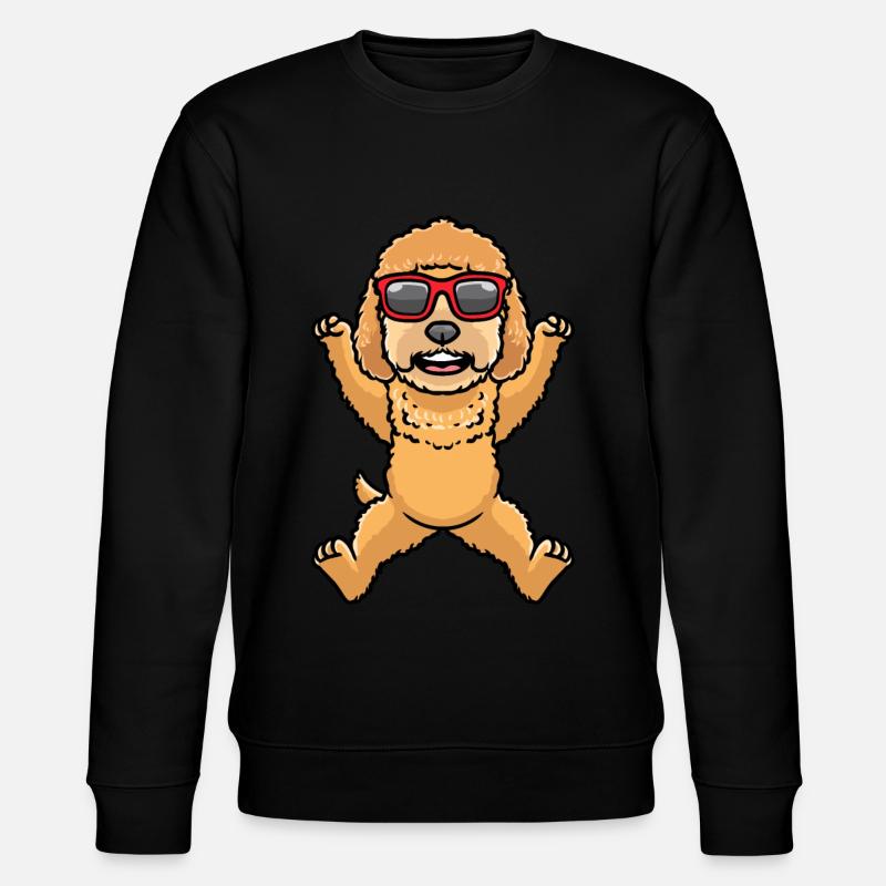 Goldendoodle dog dancing with sunglasses - Stanley/Stella CHANGER Unisex Organic Sweatshirt - black