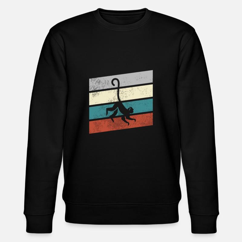 Affe Retro - Stanley/Stella Unisex Bio-Sweatshirt CHANGER  - Schwarz