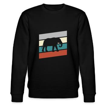 Elefant Retro - Stanley/Stella Unisex Bio-Sweatshirt CHANGER  - Schwarz - Vorne - Nik (191cm) & Marisol (170cm)