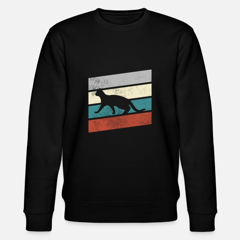 Katze Retro - Stanley/Stella Unisex Bio-Sweatshirt CHANGER  - Schwarz