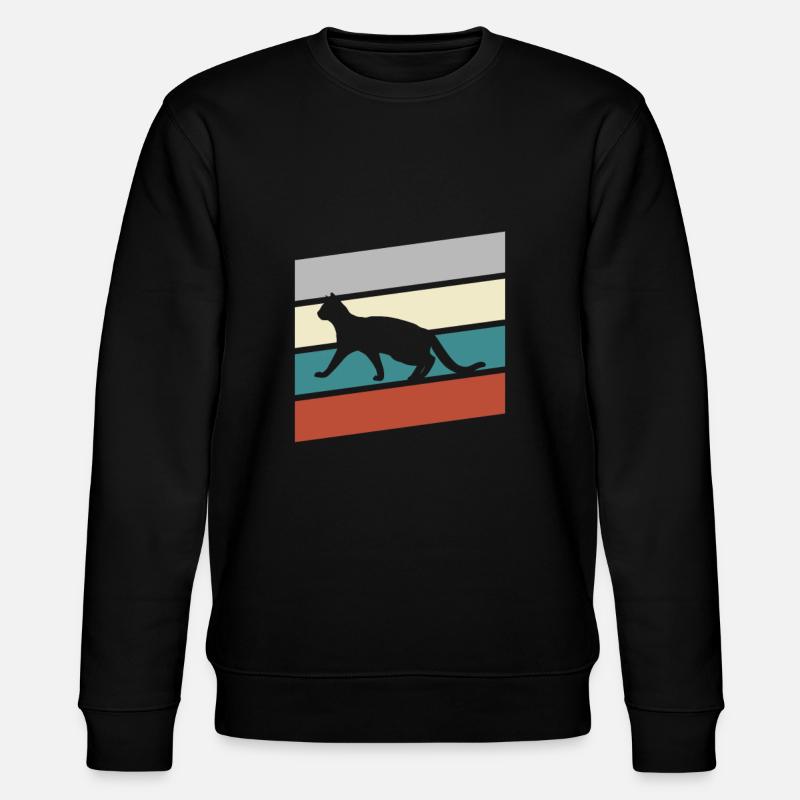 Katze Retro - Stanley/Stella Unisex Bio-Sweatshirt CHANGER  - Schwarz