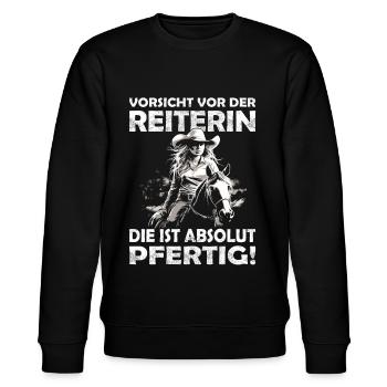 Turnier Trottel - Westernpferd & Westernreiter - Stanley/Stella Unisex Bio-Sweatshirt CHANGER  - Schwarz - Vorne - Nik (191cm) & Marisol (170cm)