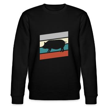 Schwein Retro - Stanley/Stella Unisex Bio-Sweatshirt CHANGER  - Schwarz - Vorne - Nik (191cm) & Marisol (170cm)