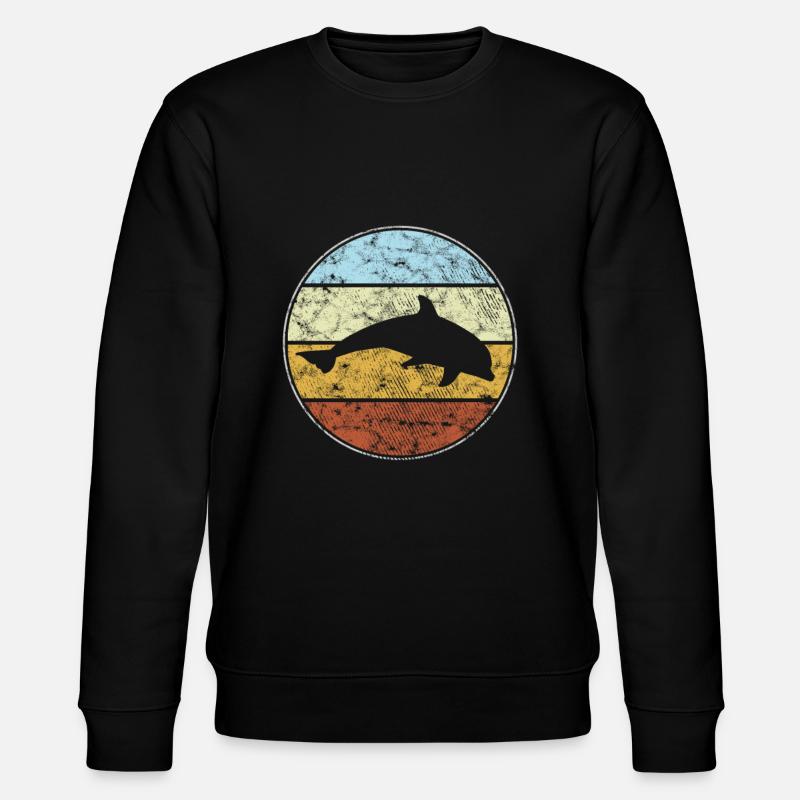 Dolphin Retro - Stanley/Stella CHANGER Unisex Organic Sweatshirt - black