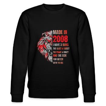 2008 Birthday Lion made in - Stanley/Stella CHANGER Unisex Organic Sweatshirt - black - Front - Nik (191cm) & Marisol (170cm)