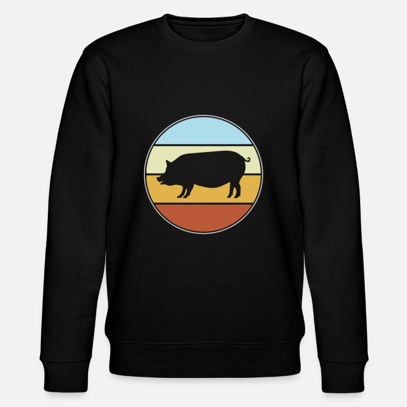 Schwein Retro - Stanley/Stella Unisex Bio-Sweatshirt CHANGER  - Schwarz