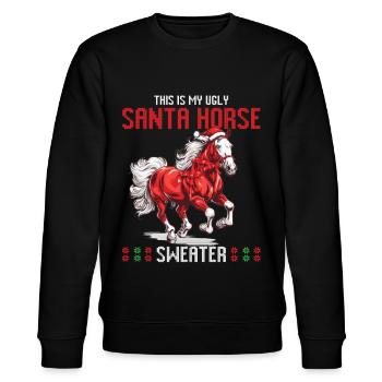This is my Santa Horse Christmas Sweater - Stanley/Stella Unisex Bio-Sweatshirt CHANGER  - Schwarz - Vorne - Nik (191cm) & Marisol (170cm)