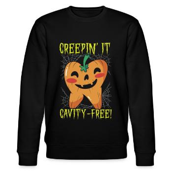 Does it crawl tooth decay free! - Stanley/Stella CHANGER Unisex Organic Sweatshirt - black - Front - Nik (191cm) & Marisol (170cm)