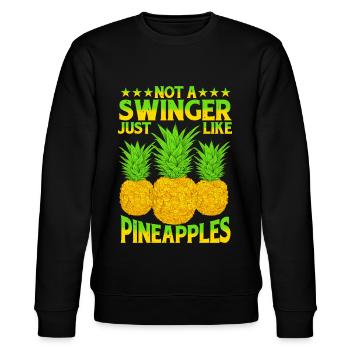 Not A Swinger, Just Like Pineapples 2 - Stanley/Stella Unisex Bio-Sweatshirt CHANGER  - Schwarz - Vorne - Nik (191cm) & Marisol (170cm)