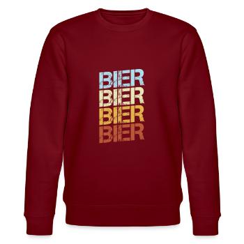 Bier Retro - Stanley/Stella Unisex Bio-Sweatshirt CHANGER  - Burgunderrot - Vorne - Nik (191cm) & Marisol (170cm)