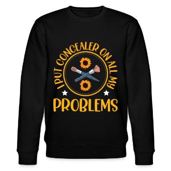 Ich Trage Concealer Auf Alle Meine Probleme Auf - Stanley/Stella Unisex Bio-Sweatshirt CHANGER  - Schwarz - Vorne - Nik (191cm) & Marisol (170cm)