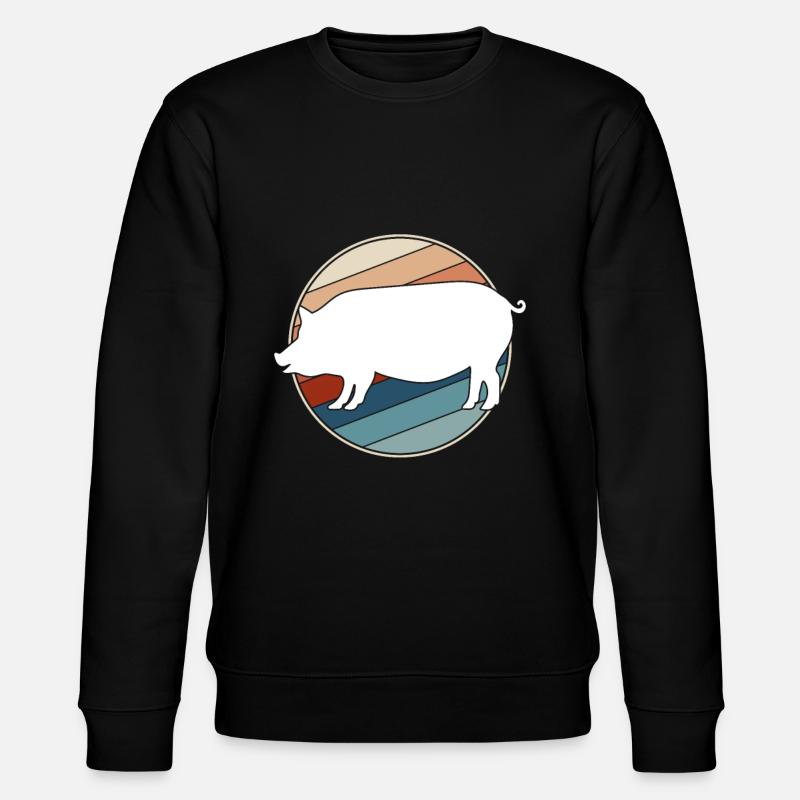 Schwein Retro - Stanley/Stella Unisex Bio-Sweatshirt CHANGER  - Schwarz