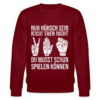 Schere Stein Papier Hübsch Handspiel - Stanley/Stella Unisex Bio-Sweatshirt CHANGER  - Burgunderrot - Vorne - Nik (191cm) & Marisol (170cm)
