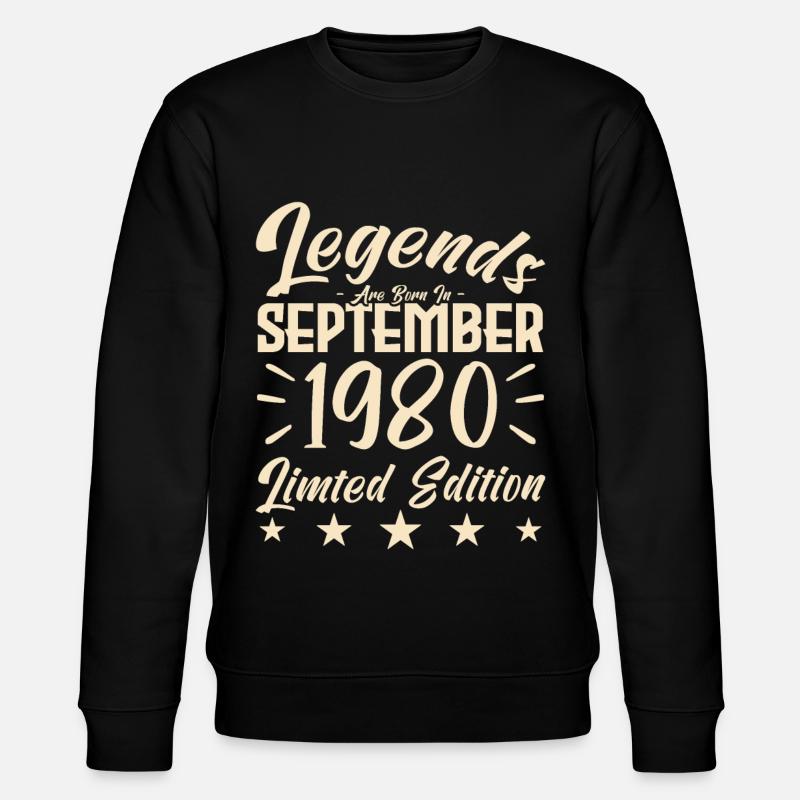 1980 birth. Gift from September. - Stanley/Stella CHANGER Unisex Organic Sweatshirt - black