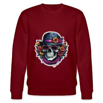 Skull Sonnenbrille Skulls Totenkopf Totenköpfe - Stanley/Stella Unisex Bio-Sweatshirt CHANGER  - Burgunderrot - Vorne - Nik (191cm) & Marisol (170cm)