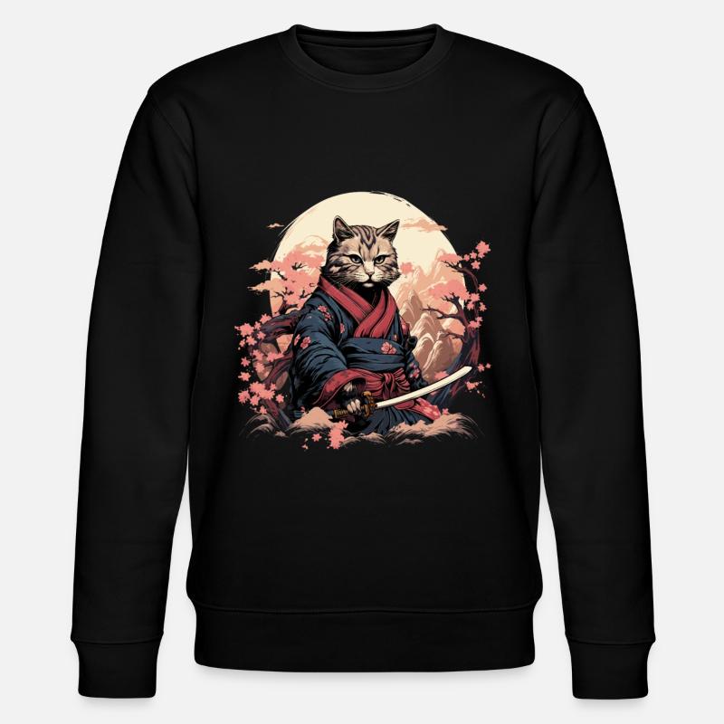 Ninja Cat Samurai Artwork - Stanley/Stella CHANGER Unisex Organic Sweatshirt - black